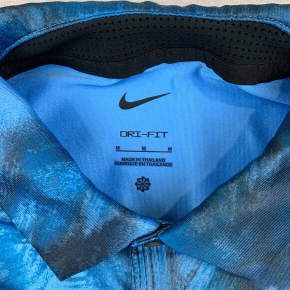 Nike Mens Shirt Medium Blue Ombre Print Polo Golf Dri Fit Stretch Performance - Picture 4 of 9